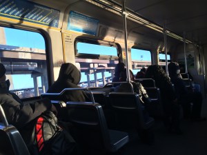 On the train to class