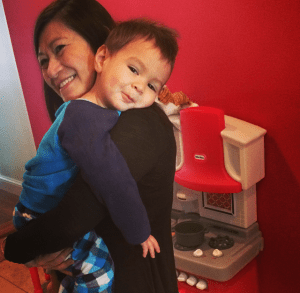 My mom and my nephew.