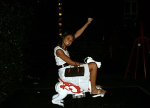 Breaking into a park at night after dinner with Alicia. 