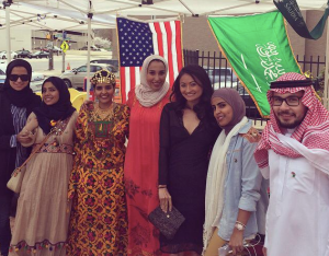 My fellow colleagues in my masters program wearing their traditional dress for the block party. 