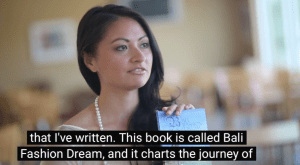 Introducing the book in the interview.