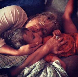 My sister and Preston morning cuddle after his early rise.