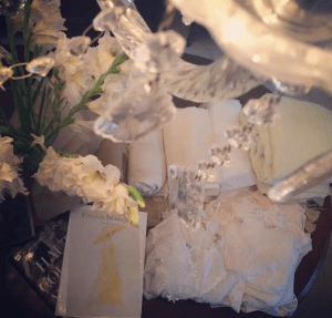 My mom's dining room table. 