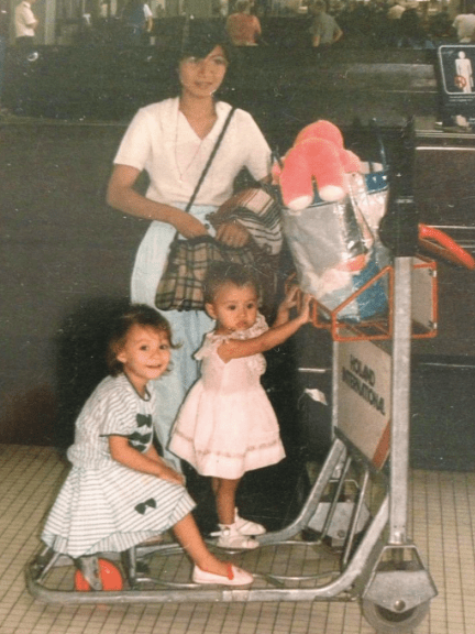 Our big move to America! Yes that is me the little one holding on to the trolley at 3-years old. 